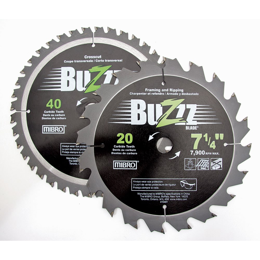 Mibro - Wet & Dry-Cut Saw Blades; Blade Diameter (Inch): 7-1/4 ; Blade Material: Carbide ; Arbor Style: Round w/ Diamond Knockout ; Arbor Hole Diameter (Inch): 5/8 ; Arbor Hole Diameter (Decimal Inch): 5/8 ; Application: Framing and Ripping - Exact Tool & Supply