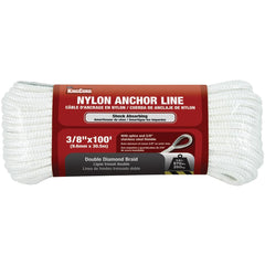 Mibro - Twine; Type: Anchor Line ; Material: Nylon ; Color: White ; Breaking Strength (Lb.): 570.00 ; Core Diameter (Inch): 3/8 ; Length (Feet): 100.000 - Exact Tool & Supply