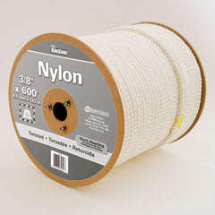 Mibro - Rope; Type: Twisted Rope ; Head/Holder Diameter (Inch): 3/8 ; Material: Nylon ; Load Capacity (Lb.): 278.000 ; Maximum Length: 600.00 ; Color: White - Exact Tool & Supply