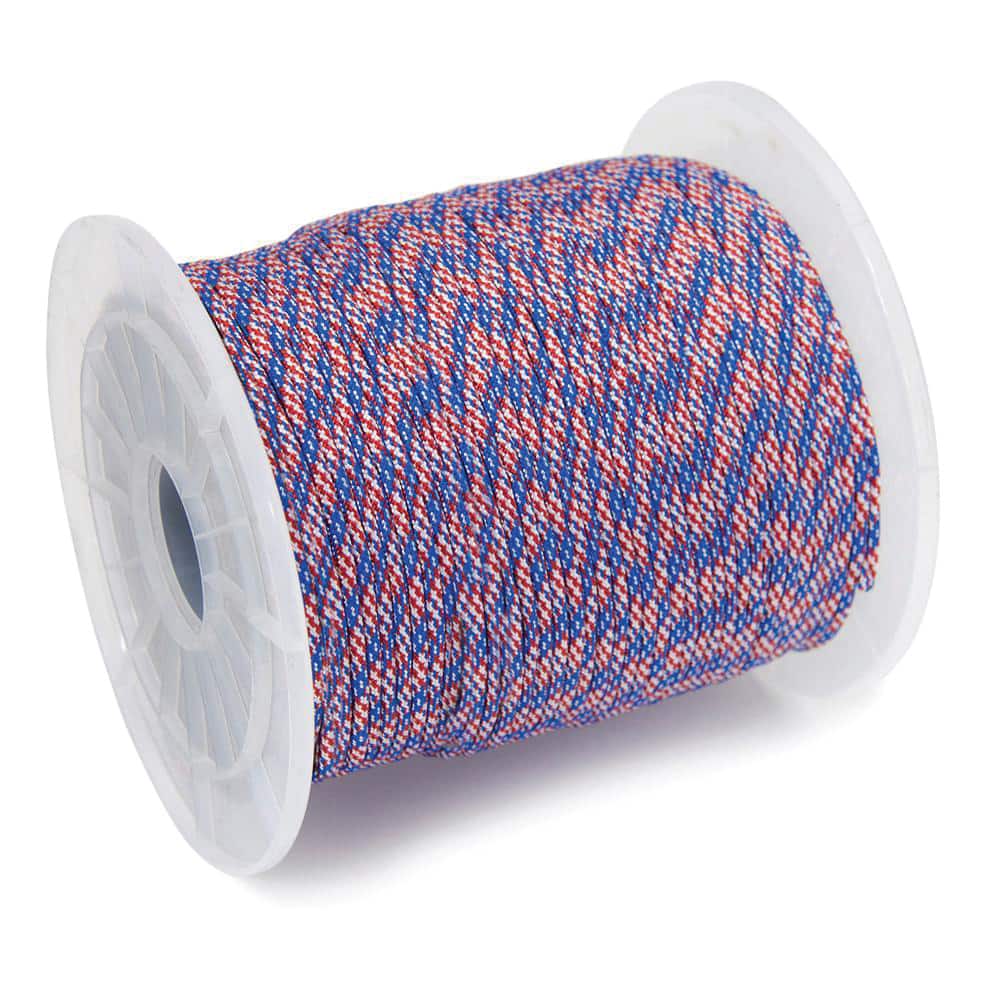 Mibro - Rope; Type: Patriot Nylon ; Head/Holder Diameter (Inch): 5/32 ; Material: Nylon ; Load Capacity (Lb.): 550.000 ; Maximum Length: 400.00 ; Color: Red/White/Blue - Exact Tool & Supply