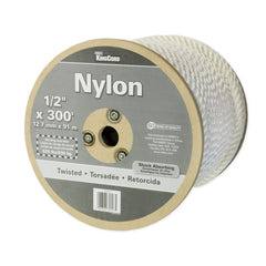 Mibro - Rope; Type: Twisted Rope ; Head/Holder Diameter (Inch): 1/2 ; Material: Nylon ; Load Capacity (Lb.): 535.000 ; Maximum Length: 300.00 ; Color: White - Exact Tool & Supply