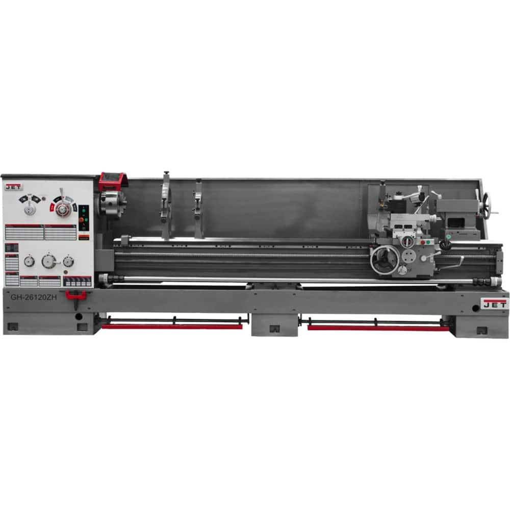 Jet - 3 Phase 230/460V 10 hp 26" Swing Geared Head Large Spindle Bore - Exact Tool & Supply