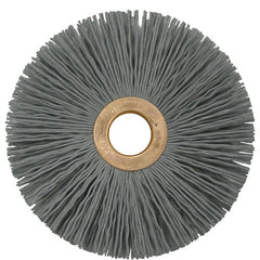 3″ Small Diameter Nylox Wheel Brush, .022/320SC Crimped Fill, 1/2″ Arbor Hole - Exact Tool & Supply