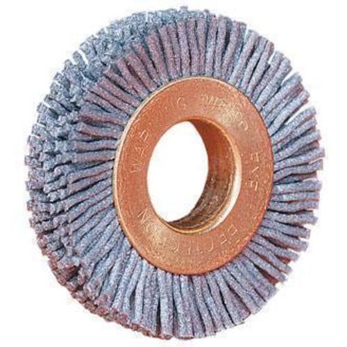 3″ Diameter - Small Diameter Wheel Brush - 0.043″/120 Grit - 1/2″ Arbor - Exact Tool & Supply