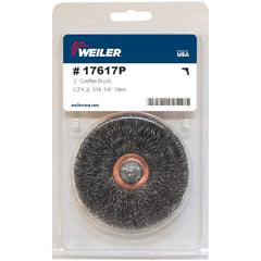 3″ Stem-Mounted Crimped Wire Wheel, .014″ Steel Fill, 1/4″ Stem, Retail Pack - Exact Tool & Supply