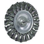 4" - Diameter Stem-Mounted Knot Wire Wheel; .014" - Diameter Steel Fill; 1/4" Stem - Exact Tool & Supply