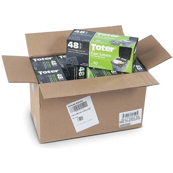 Toter - Trash Bags & Liners; Type: Heavy-Duty ; Capacity (Gal.): 48 ; Thickness (mil): 2.00 ; Thickness (Micron): 51 ; Material: Plastic ; Drawstring: No - Exact Tool & Supply
