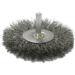 3″ Stem-Mounted Crimped Wire Radial Wheel, .014″ Steel Fill, 1/4″ Stem - Exact Tool & Supply