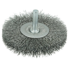 3″ Stem-Mounted Crimped Wire Radial Wheel, .008″ Stainless Steel Fill, 1/4″ Stem - Exact Tool & Supply