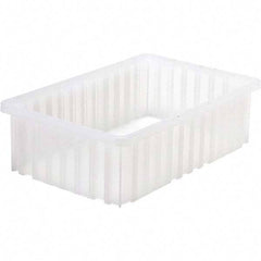 Quantum Storage - 40 Lb Load Capacity Clear Polypropylene Dividable Container - Stacking, 5" Long x 10.9" Wide x 16-1/2" High - Exact Tool & Supply