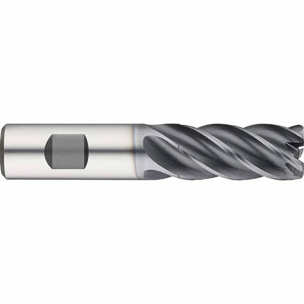 Guhring - 5/8" Diam 5 Flute Solid Carbide 0.09" Corner Radius End Mill - Exact Tool & Supply