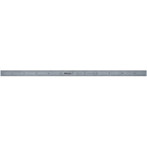 Satin Chrome Finish Full Flex Steel Rule- Model 182-221-12″ Length-4R Graduation-1/2″ Width - Exact Tool & Supply