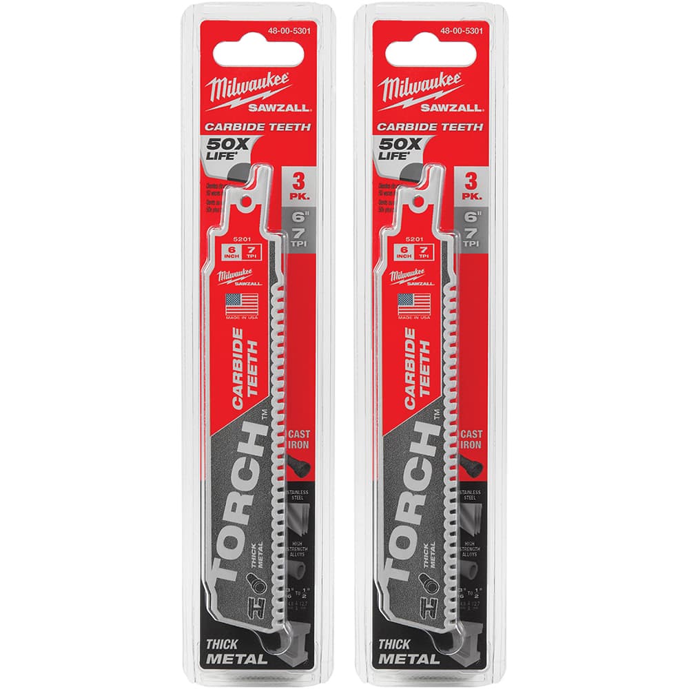 Milwaukee Tool - Reciprocating Saw Blades Blade Material: Carbide Blade Length (Inch): 6 - Exact Tool & Supply