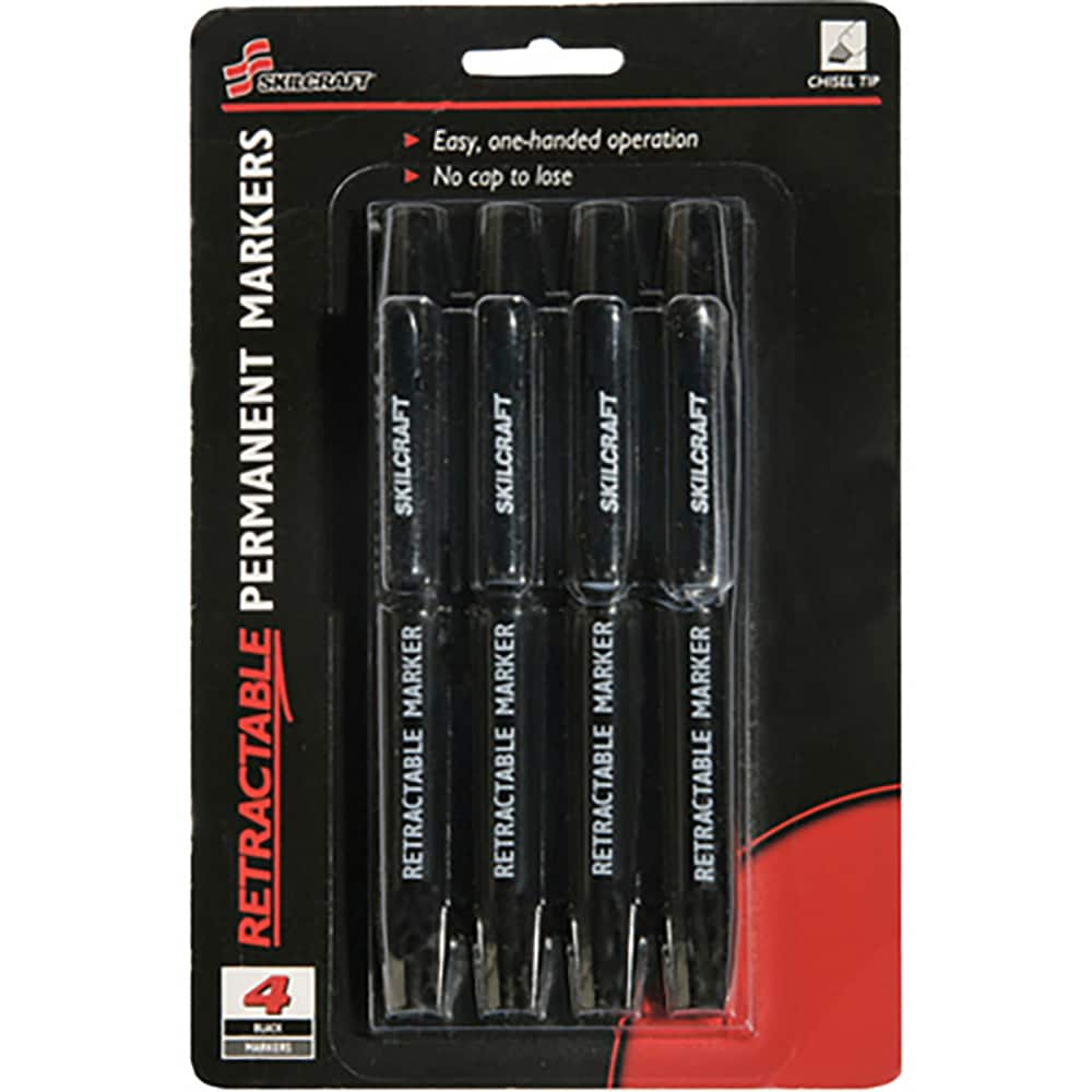 Ability One - Markers & Paintsticks; Type: Permanent Marker ; Color: Black ; Ink Type: Water Base ; Tip Type: Chisel - Exact Tool & Supply