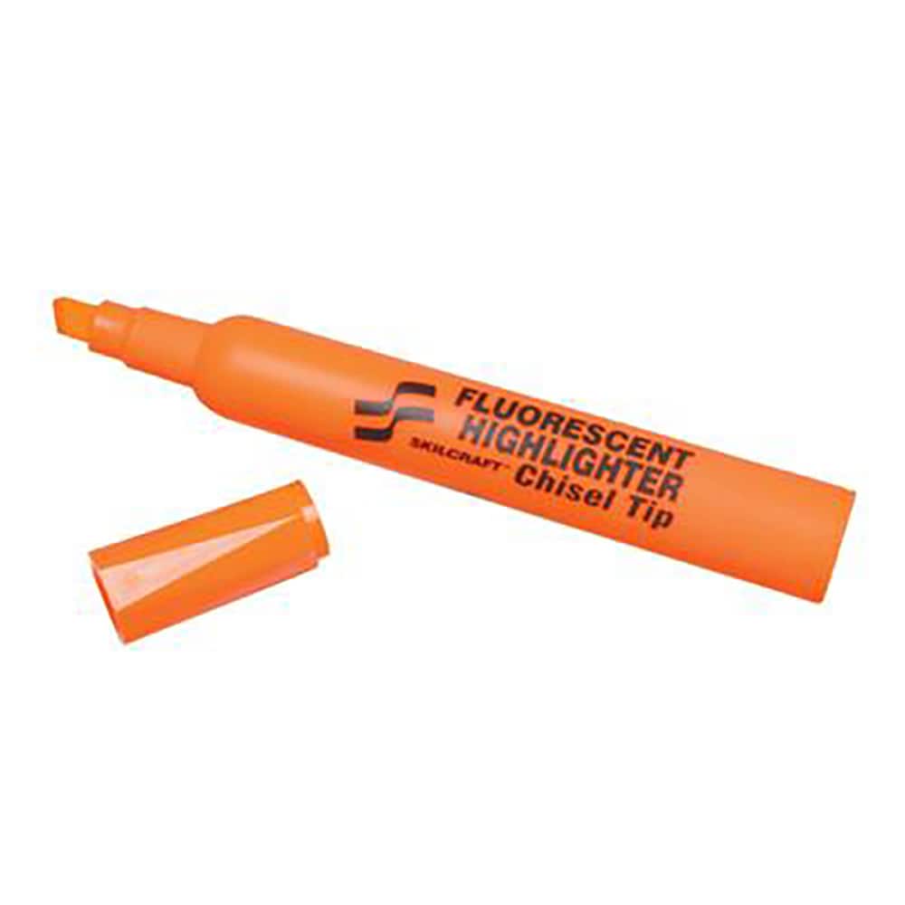 Ability One - Markers & Paintsticks; Type: Highlighter ; Color: Orange ; Ink Type: Florescent ; Tip Type: Chisel - Exact Tool & Supply