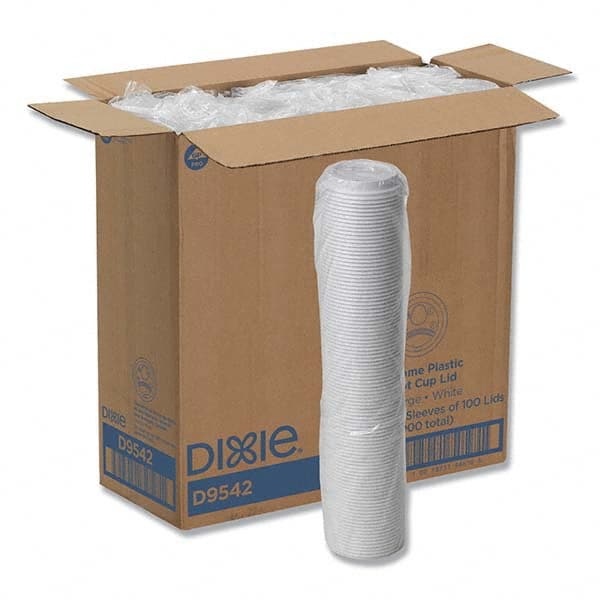 Dixie - Reclosable Lids for 12 and 16 oz Hot Cups, White, 100 Lids/Pack, 10 Packs/Carton - Exact Tool & Supply