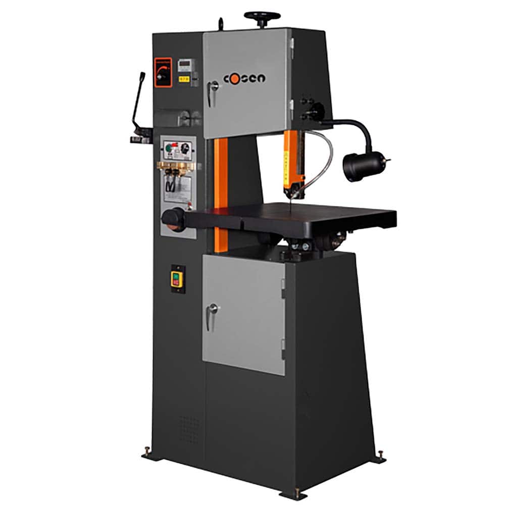 Cosen - Vertical Bandsaws; Drive Type: Variable Frequency ; Throat Capacity (Decimal Inch): 11.9600 ; Height Capacity (Inch): 8.6 ; Phase: 1 ; Blade Width (Inch): 0.2800 ; Blade Speeds (SFPM): 98 - Exact Tool & Supply
