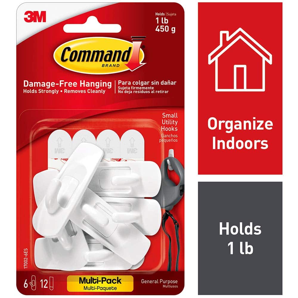3M - All-Purpose & Utility Hooks; Type: Hooks Kit ; Overall Length (Inch): 2-3/8 ; Material: Plastic ; Projection: 0.71 ; Color: White ; Material: Plastic - Exact Tool & Supply