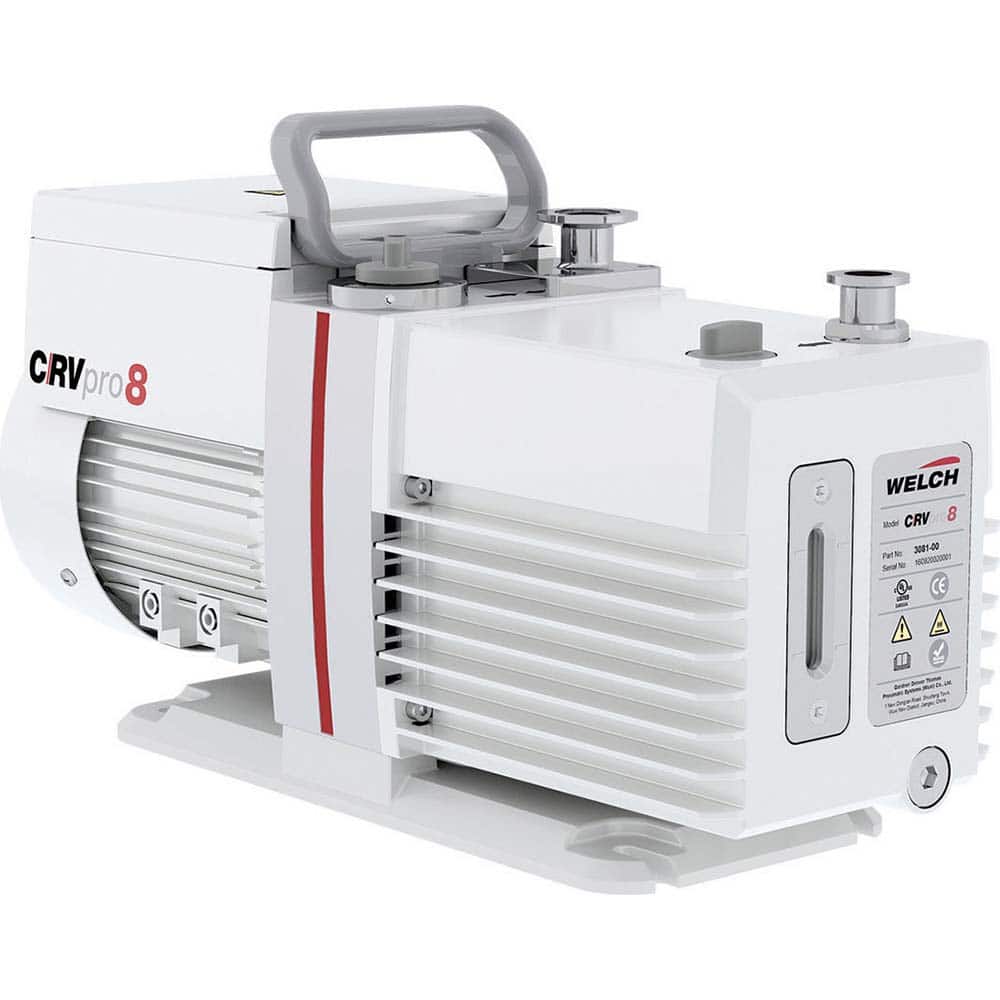 Welch - Rotary Vane-Type Vacuum Pumps; Horsepower: 0.5 ; Voltage: 230V ; Cubic Feet per Minute: 5.60 ; Length (Decimal Inch): 15.1000 ; Width (Decimal Inch): 6.1000 ; Height (Inch): 9.2 - Exact Tool & Supply
