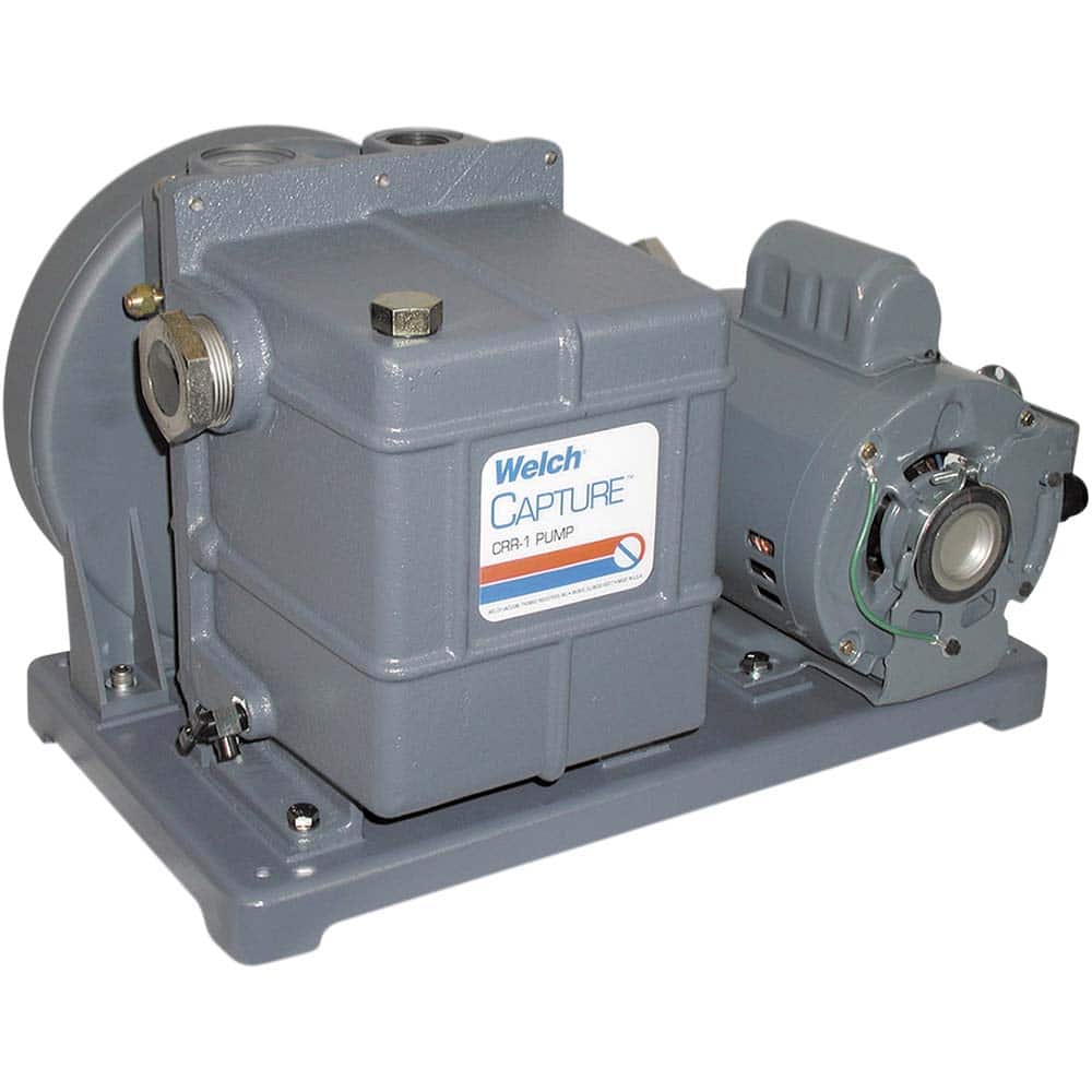 Welch - Rotary Vane-Type Vacuum Pumps; Horsepower: 1 ; Voltage: 115/230V ; Cubic Feet per Minute: 10.60 ; Length (Decimal Inch): 20.0000 ; Width (Decimal Inch): 15.4000 ; Height (Inch): 15.4 - Exact Tool & Supply