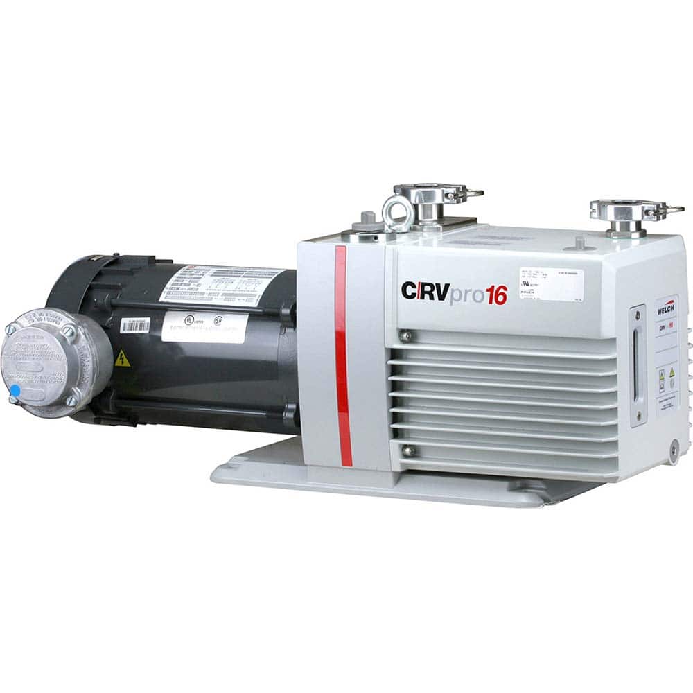 Welch - Rotary Vane-Type Vacuum Pumps; Horsepower: 1 ; Voltage: 115 / 230 ; Cubic Feet per Minute: 12.80 ; Length (Decimal Inch): 24.3000 ; Width (Decimal Inch): 8.1000 ; Height (Inch): 11 - Exact Tool & Supply