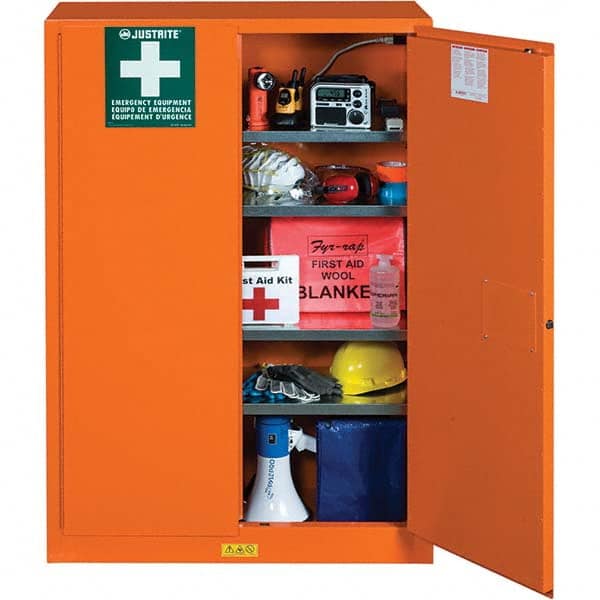 Justrite - Empty First Aid Cabinets & Cases Type: Emergency Preparedness Storage Cabinet Height (Inch): 65 - Exact Tool & Supply