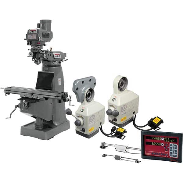 Jet - Knee Milling Machines Spindle Speed Control: Variable Speed Pulley Table Length (Inch): 49 - Exact Tool & Supply