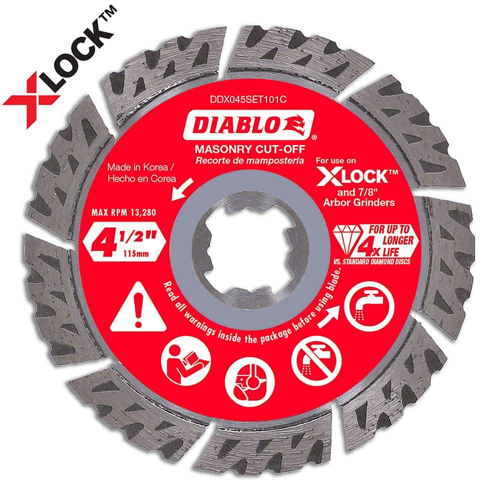 Freud - Wet & Dry-Cut Saw Blades; Blade Diameter (Inch): 4-1/2 ; Blade Material: Diamond-Tipped ; Arbor Style: X-LOCK ; Arbor Hole Diameter (Inch): 7/8 ; Arbor Hole Diameter (Decimal Inch): 7/8 ; Application: Masonry Cutting - Exact Tool & Supply
