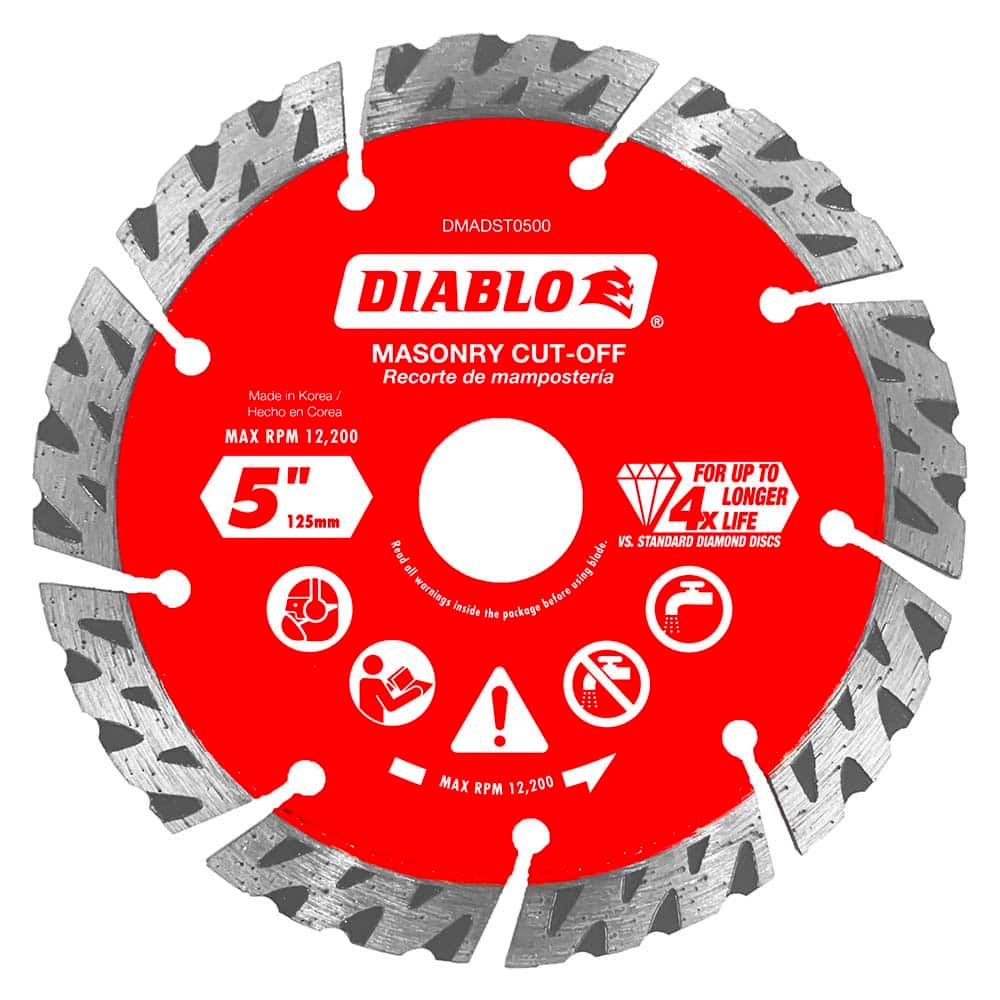 Freud - Wet & Dry-Cut Saw Blades; Blade Diameter (Inch): 5 ; Blade Material: Diamond-Tipped ; Arbor Style: Standard Round ; Arbor Hole Diameter (Inch): 0.7874; 5/8; 7/8 ; Arbor Hole Diameter (Decimal Inch): 0.7874; 5/8; 7/8 ; Application: Cutting Masonry - Exact Tool & Supply