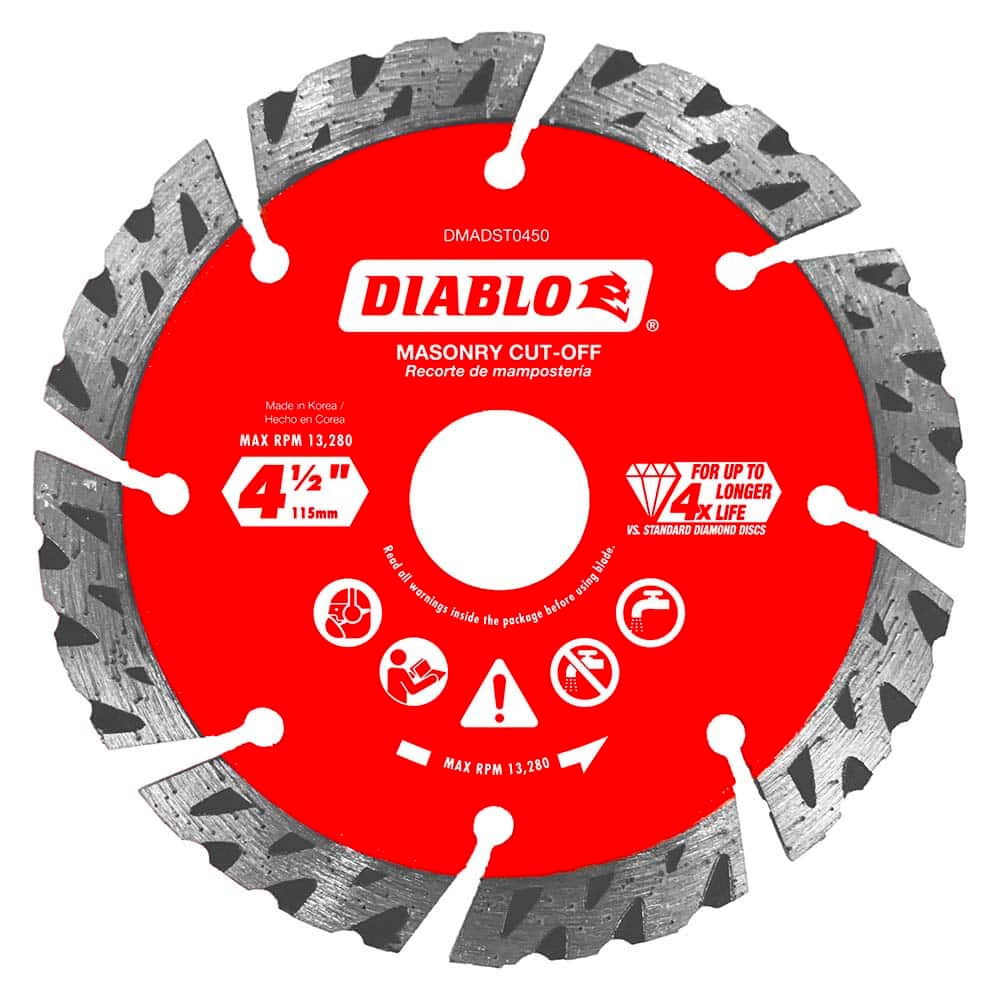 Freud - Wet & Dry-Cut Saw Blades; Blade Diameter (Inch): 4-1/2 ; Blade Material: Diamond-Tipped ; Arbor Style: Standard Round ; Arbor Hole Diameter (Inch): 0.7874; 5/8; 7/8 ; Arbor Hole Diameter (Decimal Inch): 0.7874; 5/8; 7/8 ; Application: Cutting Mas - Exact Tool & Supply