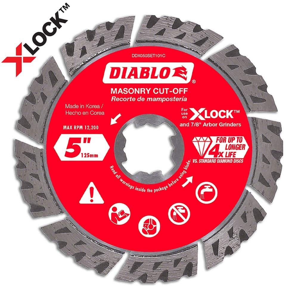 Freud - Wet & Dry-Cut Saw Blades; Blade Diameter (Inch): 5 ; Blade Material: Diamond-Tipped ; Arbor Style: X-LOCK ; Arbor Hole Diameter (Inch): 7/8 ; Arbor Hole Diameter (Decimal Inch): 7/8 ; Application: Cutting Masonry - Exact Tool & Supply