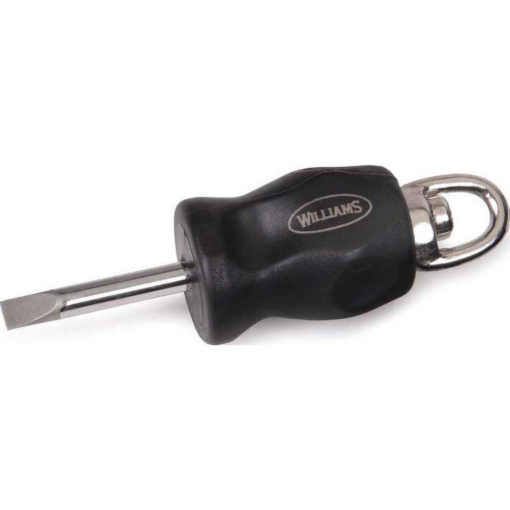 Williams - Slotted Screwdrivers; Tool Type: Tethered Slotted Screwdriver ; Overall Length Range: Less than 4" ; Handle Style: Comfort Grip ; Blade Width (Inch): 3/16 ; Overall Length (Inch): 3-7/8 ; Handle Length (Inch): 2-3/8 - Exact Tool & Supply