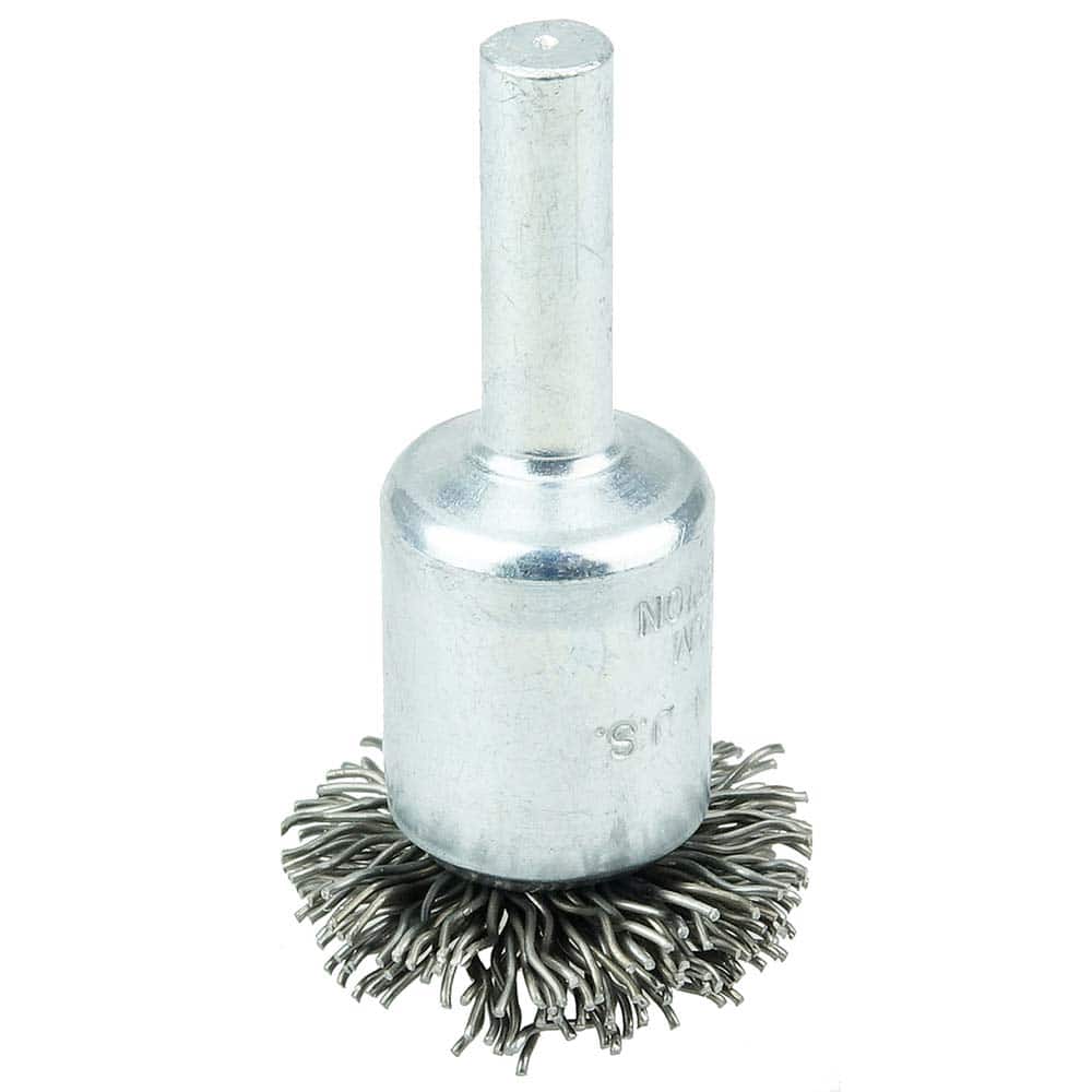 Weiler - End Brushes; Brush Diameter (Inch): 1 ; Fill Material: Steel ; Filament/Wire Diameter Range (Decimal Inch): 0.0201 and Above ; Filament/Wire Diameter (Decimal Inch): 0.0200 ; Wire Type: Crimped Wire ; Bridled: No - Exact Tool & Supply