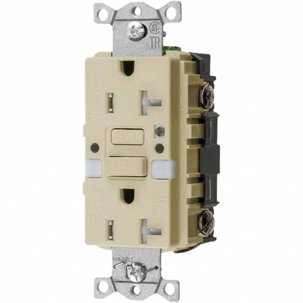 Hubbell Wiring Device-Kellems - GFCI Receptacles Grade: Commercial Color: Ivory - Exact Tool & Supply