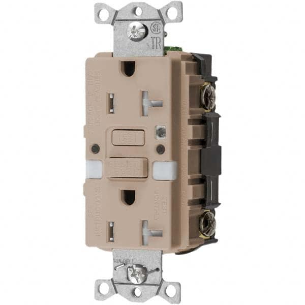 Hubbell Wiring Device-Kellems - GFCI Receptacles Grade: Commercial Color: Almond - Exact Tool & Supply