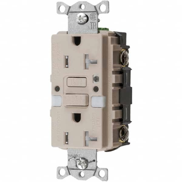Hubbell Wiring Device-Kellems - GFCI Receptacles Grade: Commercial Color: Light Almond - Exact Tool & Supply
