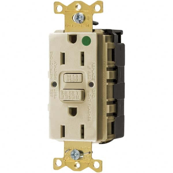 Hubbell Wiring Device-Kellems - GFCI Receptacles Grade: Hospital Color: Ivory - Exact Tool & Supply