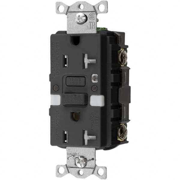 Hubbell Wiring Device-Kellems - GFCI Receptacles Grade: Commercial Color: Black - Exact Tool & Supply