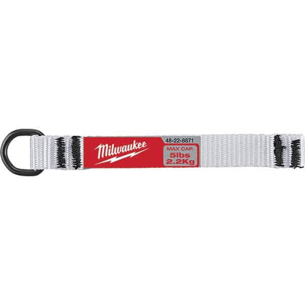 Milwaukee Tool - Tool Holding Accessories; Type: Tool Lanyard ; Connection Type: D-Ring ; Length: 4.30 ; Length (Decimal Inch): 4.30 ; Additional Info: (5) 5lb D-Ring Web Attachment ; Color: Black; Red; White - Exact Tool & Supply