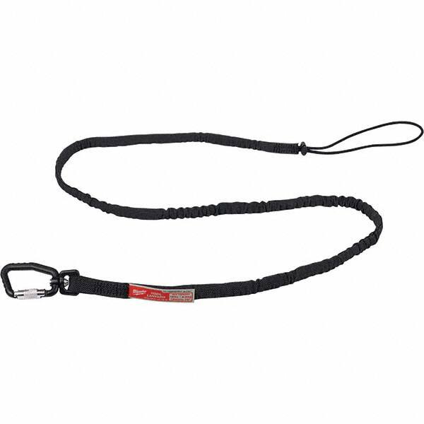 Milwaukee Tool - Tool Holding Accessories; Type: Tool Lanyard ; Connection Type: Carabiner ; Length: 72.00 ; Length (Decimal Inch): 72.00 ; Additional Info: 15lb 72" Extended Reach Locking Tool Lanyard ; Color: Black - Exact Tool & Supply