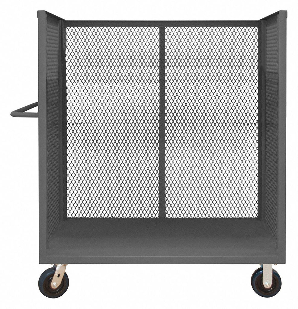 54-1/2"L x 30-3/8"W x 56-7/16"H Gray Welded Steel 3 Sided Mesh Stock Cart, 3600 lb. Load Capacity, N