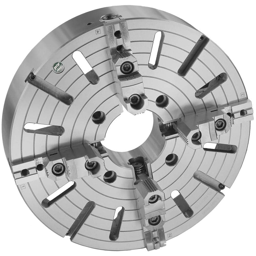 Independent Manual Lathe Chuck: 4-Jaw, 16″ Dia Two-Piece Jaws, Direct & D1-6 Mount, 800 Max RPM
