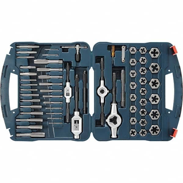 Bosch - Tap & Die Sets Minimum Tap Thread Size (Inch): 6-32 Maximum Tap Thread Size (Inch): 1/4-18 - Exact Tool & Supply
