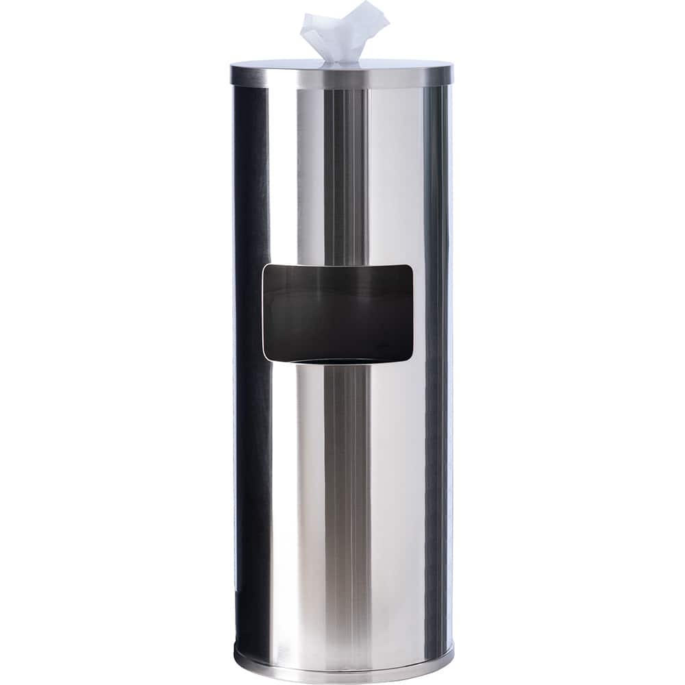 GoodEarth - Wipe Dispensers; For Use With: Wipes ; Dispenser Style: Manual ; Color: Stainless-Steel ; Includes: 7 gallon trash receptacle ; Material: Heavy Gauge Stainless-Steel - Exact Tool & Supply