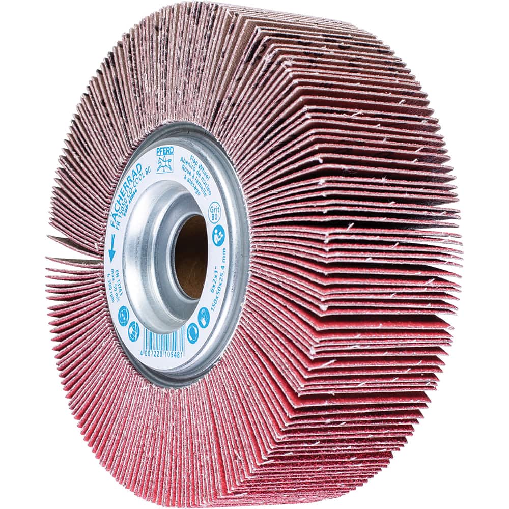 PFERD - Unmounted Flap Wheels; Abrasive Type: Coated ; Outside Diameter (Inch): 6 ; Face Width (Inch): 2 ; Center Hole Size (Inch): 1 ; Abrasive Material: Ceramic Oxide ; Grit: 80 - Exact Tool & Supply