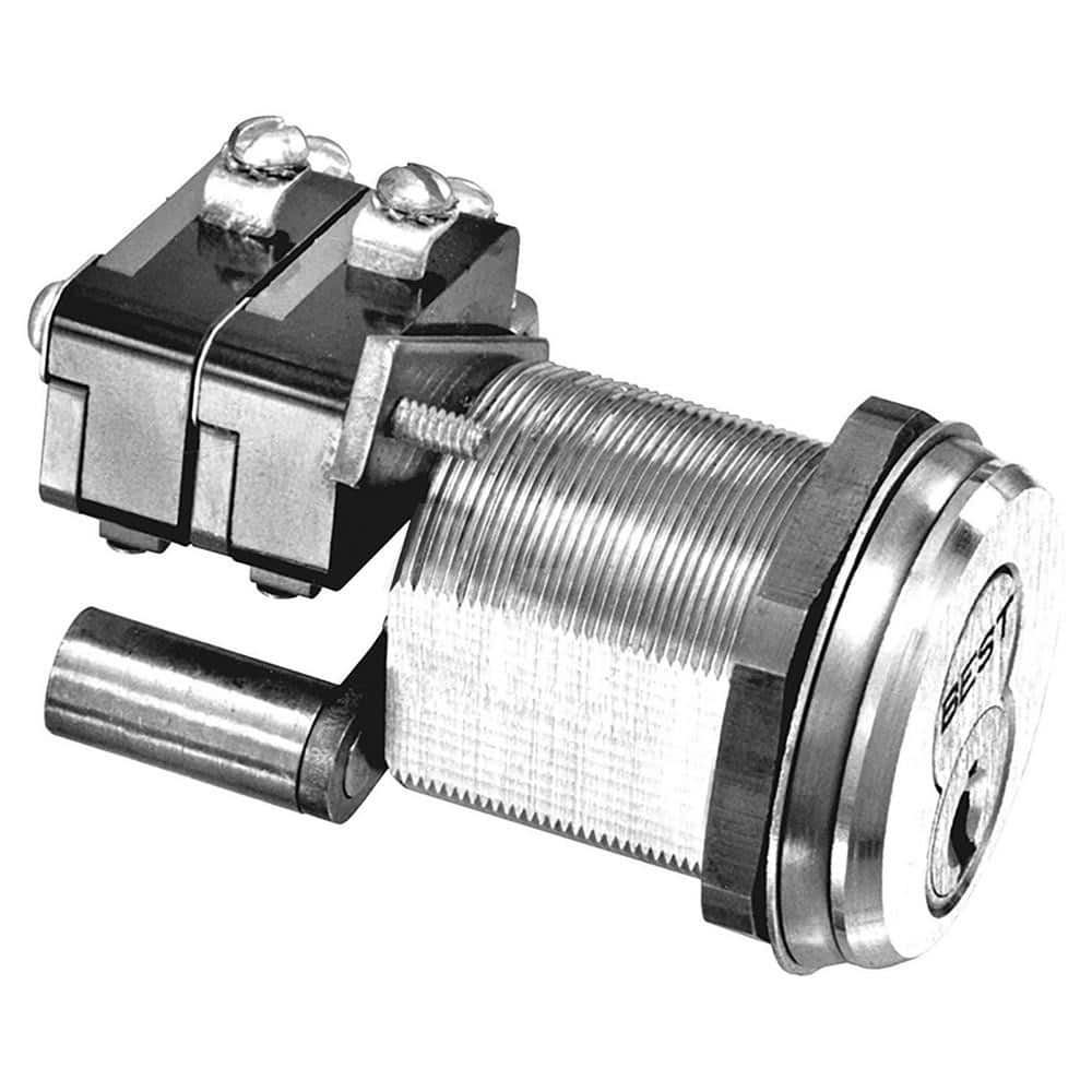 Key Switches; Switch Type: CAM Mount Electric Lock; Switch Sequence: On-Off; Contact Form: SPDT; Actuator Type: Switch; Key; Terminal Type: Screw; For Use With: Electrical Controls; Machines; Electrical Panels; Maximum Operating Temperature (F): 176; Hor
