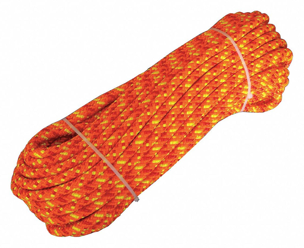 1/2" dia. Polyester Arborist Climbing Rope, Orange/Red/Yellow, 150 ft.