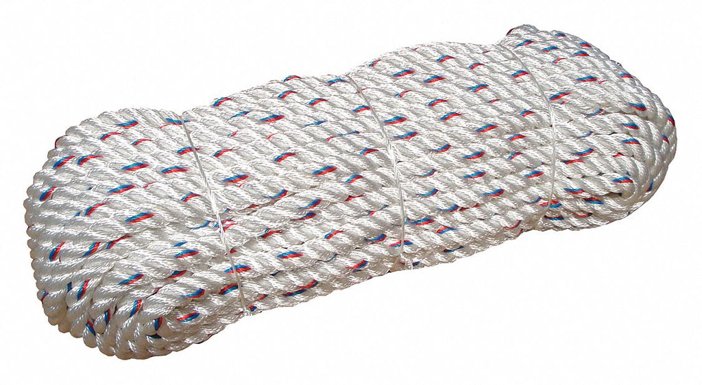 5/8" dia. Polyester All Purpose Rigging Rope, Blue/Red/White Tracer, 150 ft.