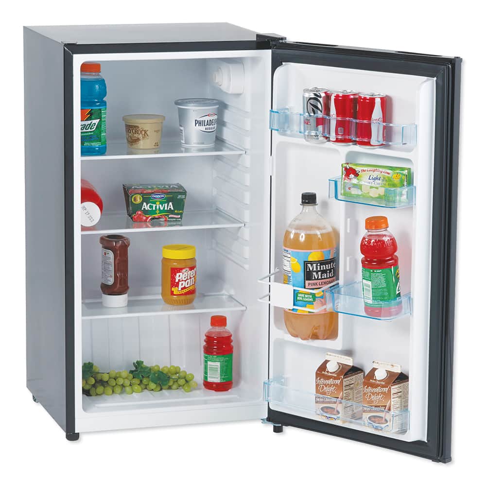 Avanti - Refrigerators; Capacity: 3.2 Cu Ft ; Color: Black ; Style: Freestanding Mini Fridge ; Width (Inch): 18-1/2 ; Depth (Inch): 17-1/2 ; Height (Inch): 33-1/2 - Exact Tool & Supply