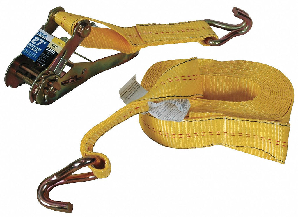 Tie Down Strap, 27 ft.L x 2"W, 3330 lb. Load Limit, Adjustment: Ratchet